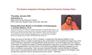 "Saving Montreal: Blacks in the Battle of Chateauguay," with Dr. Dorothy Williams: an excellent start to QAHN's 2019 Heritage Talks lecture series!