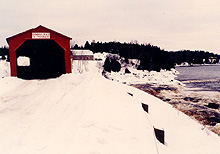 Savoyard Bridge, Grand-Remous, after a snow storm, winter 1980. Note the rapids at right. (Photo - Matthew Farfan)