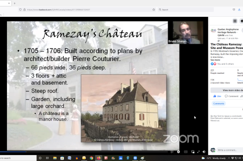 2022 Heritage Talks Online, Château Ramezay, Montreal (February 2022)
