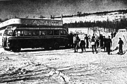 Ski bus, Camp Fortune, 1949