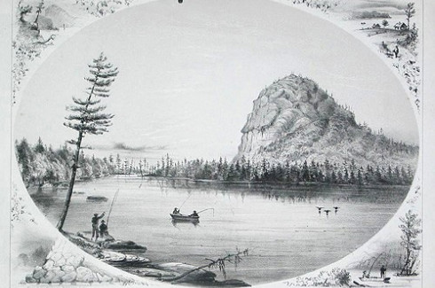 Pinacle. Vu du petit lac vers le nord, Barnston / "The Pinnacle Looking North from the Little Lake, Barnston"