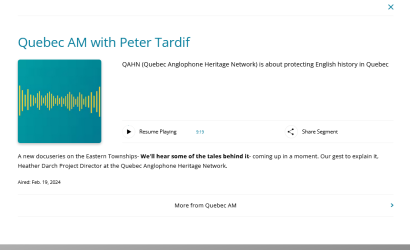 Quebec Anglophone Heritage Network QAHN QAHN   CBC.Radio .Raising.Spirits.Feb .2024 0 