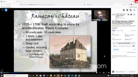 2022 Heritage Talks Online, Château Ramezay, Montreal (February 2022)