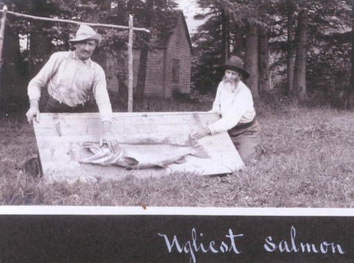 The Ugliest Salmon ever caught on the Cascapedia, early twentieth century. (Photo - Cascapedia River Museum Collection)