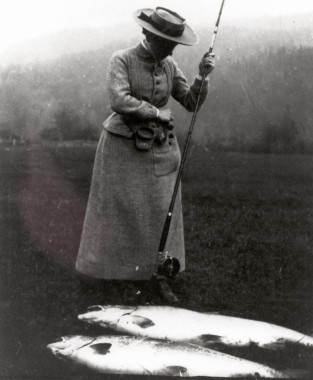 Like her husband Edmund, Maria Davis enjoyed the sport of salmon fishing on the Cascapedia River, as well. Maria was able to land her own prize catches. (Photo - Cascapedia River Museum Collection) 