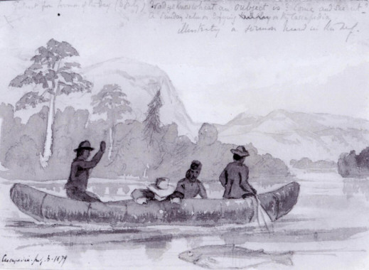 Un dessin de la rivière Cascapédia, fait en 1879 par la princesse Louise. (Collection du Musée de la rivière Cascapédia)