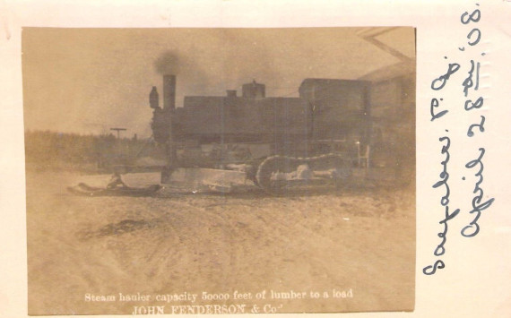 Tracteur à vapeur, Sayabec, 1908 / Steam hauler, Sayabec, 1908