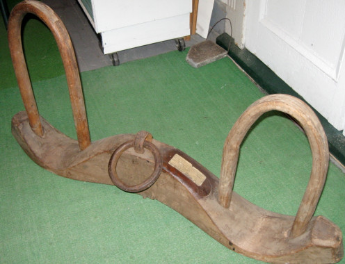 Ox yoke. 
This ox yoke belonged to Samuel Deacon Farnsworth and was used by Famsworth when he migrated to Eaton in 1799 with his wife and three sons from New Hampshire. It was donated by his great-great-great-grandson John Arthur Farnsworth.
(Compton County Museum Collection / Photo - Jackie Hyman)