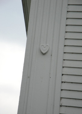 Among Compton County Museum's many decorative elements are the highly unusual heart-shaped motifs on the pilasters. (Photo - CCHMS)