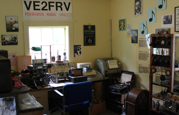 On the second floor of the fire hall is the Fessenden Room. Here visitors will discover vintage radios dating back to the 1920s. The Fessenden Room, which incorporates "Amateur Radio Station VE2 FRV," is dedicated to the memory of local native Reginald Aubrey Fessenden (1866-1932), who is credited with transmitting very radio's first voice messages. (Photo - Matthew Farfan)