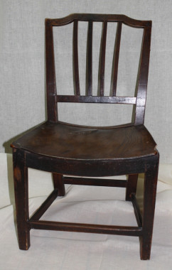The Loyalist Chair, c.1780. 
This small 18th century Chippendale style chair was owned by the Grange family who came to Upper Canada at the beginning of the American Revolution. The chair made its way to Lower Canada and Missisquoi Bay over the passage of time. The family willed the chair's ownership through generations of the family line with the stipulation that whoever owned the "Loyalist chair" would never return it across the border to the United States. (Missisquoi Historical Society Collection