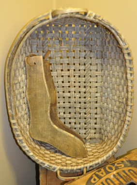 Sock stretchers and laundry basket, c.1890.
(Missisquoi Historical Society Collections)