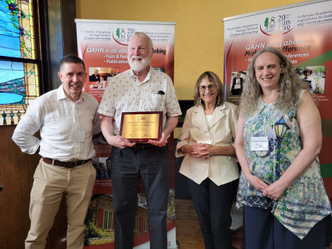 Ross Higgins receiving his award at the Forget House in Montreal.