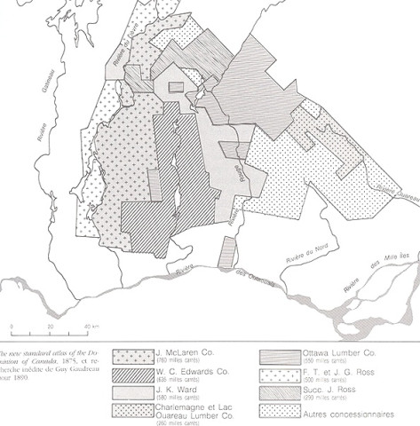 Forestry Concessions in the Laurentians and Eastern Outaouais / Concessions forestière dans les Laurentides et l'Outaouais, 1890