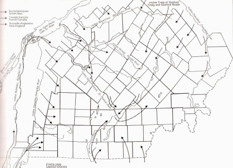 Principal Access Routes of Eastern Townships Settlers / Grands axes de l'immigration dans les Cantons-de-l'Est