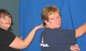 CASA People setting up: Roberta and Cathy