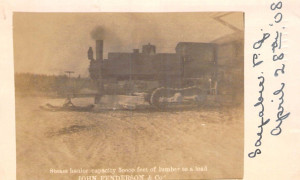 Tracteur à vapeur, Sayabec, 1908 / Steam hauler, Sayabec, 1908