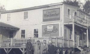 Scene outside a store in Shawbridge belonging to the author's grandfather, 1940s. (Photo - Canadian Jewish Heritage Network)
