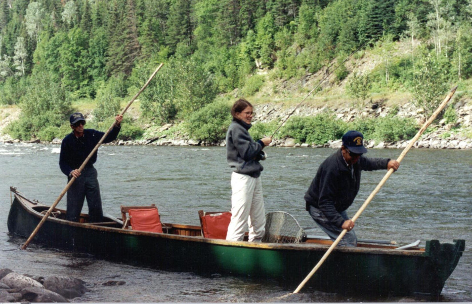 Guides Terry Bujold and Blair Robertson with an angler. (Photo - Cascapedia River Museum Collection)


