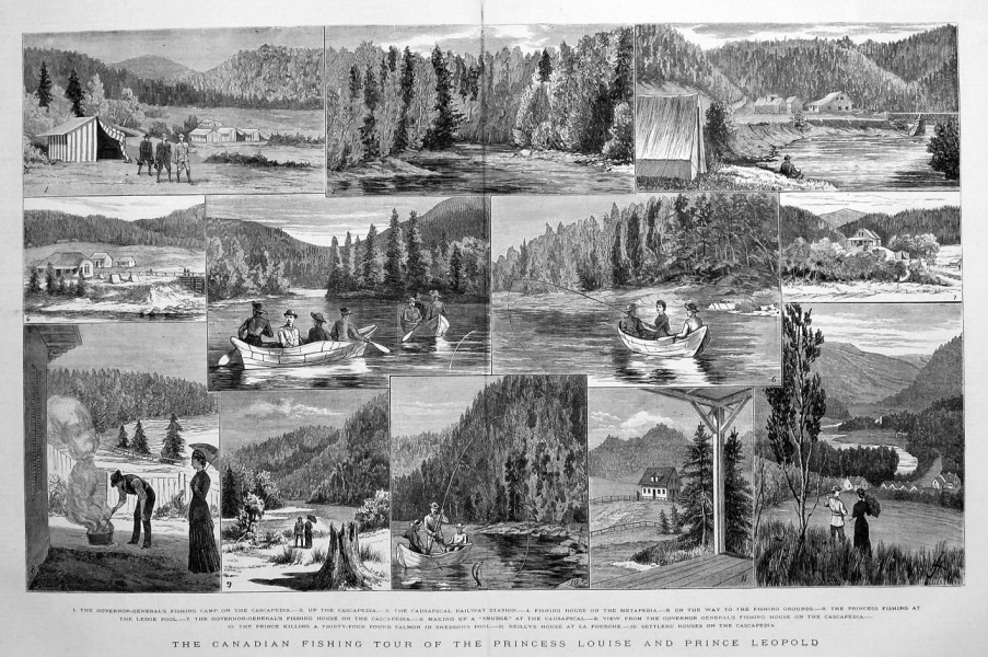 An engraving of the 1880 Canadian fishing tour of Princess Louise and her brother Prince Leopold. (Cascapedia River Museum Collection)