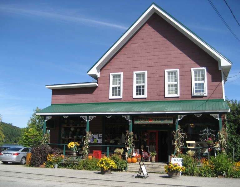 Patterson's General Store. This store was rebuilt after the 1904 fire that caused damage to it and many other buildings in the centre of Wakefield village. In 1927, the general store was sold to the Cross family who continued to operate it until 1977 and then to rent the space for a variety of businesses, later selling the building to the Jamboree gift shop. Much of the interior of this store is original, still having the high ceilings, detailed woodwork trim, and large, deep display windows. (Photo - Ani