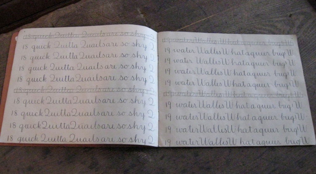 <strong>EDNA RAND'S COPY BOOK.</strong>
This copy book belonged to Edna Rand, who attended Randboro School. The copy book is dated September 1, 1898, and shows a high standard of penmanship. 
(Compton County Museum Collection / Photo - Jackie Hyman)