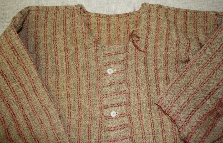 A rare "homespun" wool work shirt, 18th century. 
(Missisquoi Historical Society Collections)