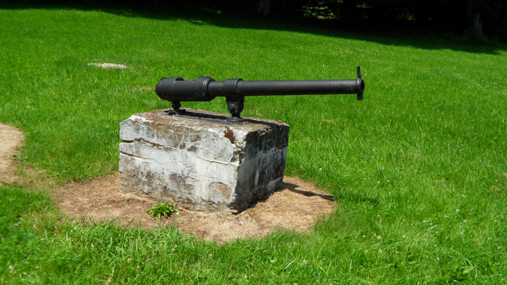 The Fenian canon captured by the Missisquoi Home Guard the Red Sashes on May 25, 1870 now sits on Eccles Hill as a permanent trophy of war. Realizing the Fenian artillery piece posed an immediate threat to the Canadian forces, the Home Guards and the 60th Missisquoi Battalion surprised the Fenians from their position on the hillside with a sudden charge down the hill. Frightened from their location, the Fenians left behind their canon.  (Photo - Heather Darch)