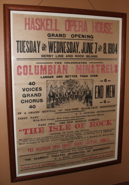 A poster from opening night in the opera house, 1904. 'Black-face' was a popular form of entertainment at the beginning of the twentieth century. (Photo - Matthew Farfan)
