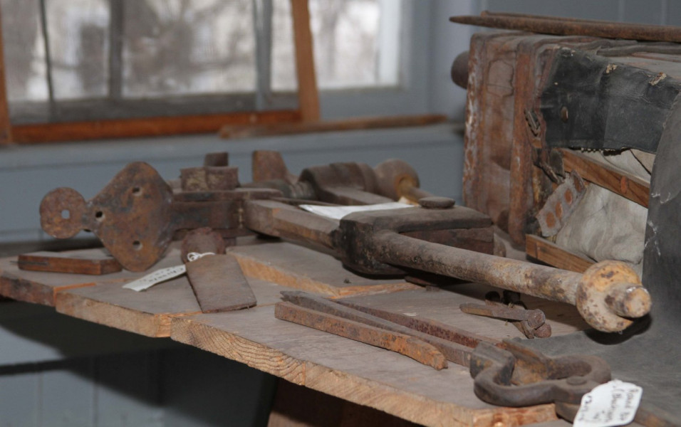 Some handmade hardware made by the blacksmith. (Compton County Museum Collection / Photo - Charles Bury)